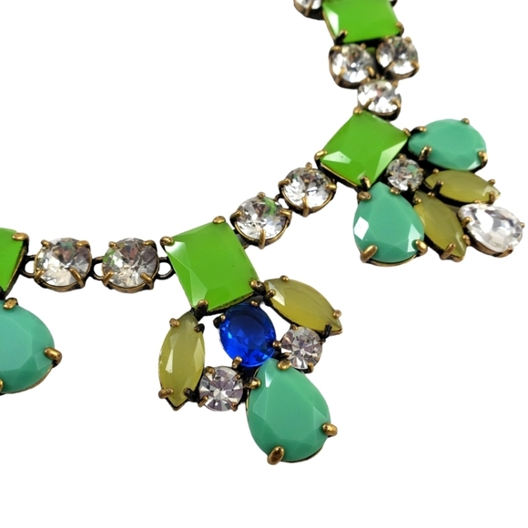 J. Crew Statement Necklace Green Blue Lime A0293 - Picture 3 of 9